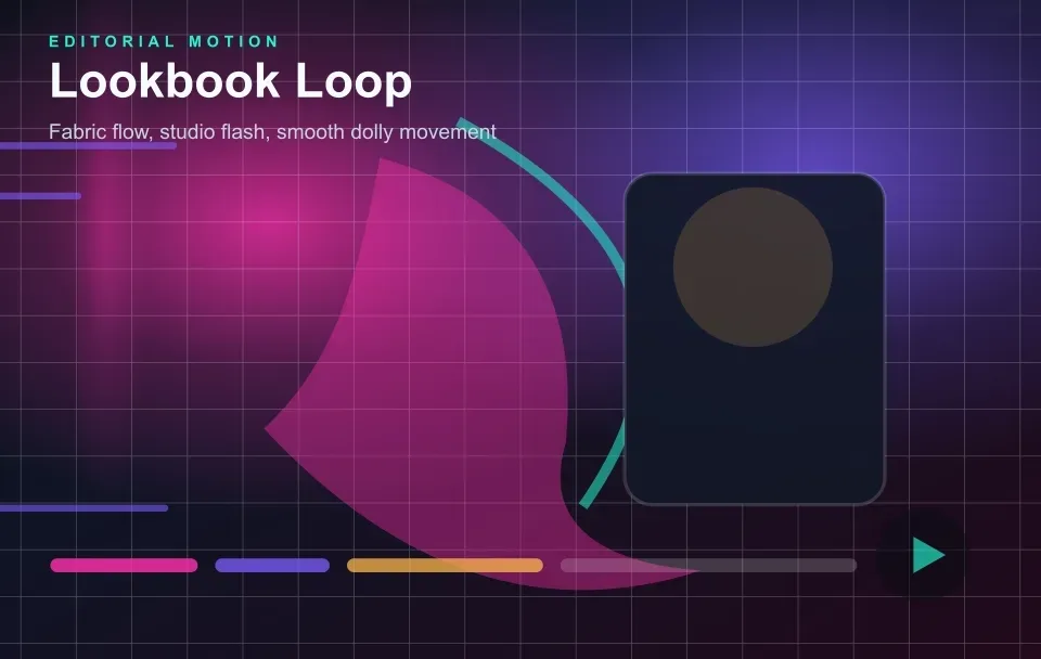 Editorial lookbook loop AI video example